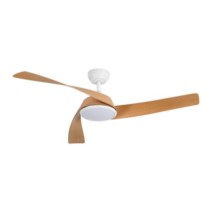 ZEVENTI - LED Stmívatelný stropní ventilátor AERYS LED/24W/230V 3000/4000/6000K Wi-Fi Tuya bílá/dub + dálkové ovládání