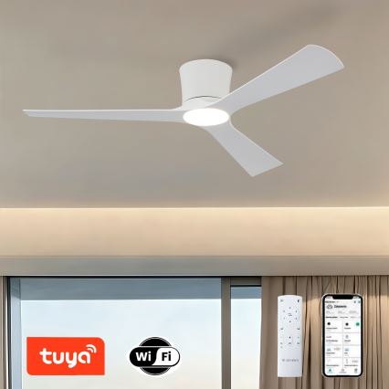 ZEVENTI - LED Stmívatelný stropní ventilátor AUREX LED/24W/230V 3000/4000/6000K Wi-Fi Tuya bílá + dálkové ovládání