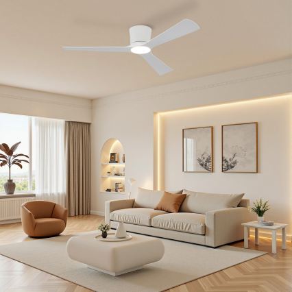 ZEVENTI - LED Stmívatelný stropní ventilátor AUREX LED/24W/230V 3000/4000/6000K Wi-Fi Tuya bílá + dálkové ovládání