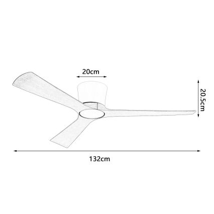 ZEVENTI - LED Stmívatelný stropní ventilátor AUREX LED/24W/230V 3000/4000/6000K Wi-Fi Tuya bílá/dub + dálkové ovládání