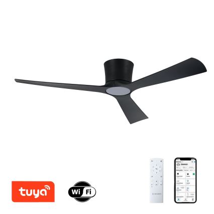 ZEVENTI - LED Stmívatelný stropní ventilátor AUREX LED/24W/230V 3000/4000/6000K Wi-Fi Tuya černá + dálkové ovládání