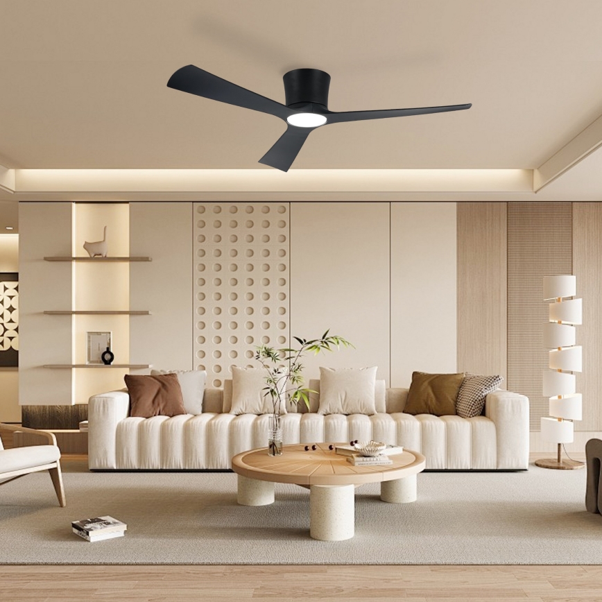 ZEVENTI - LED Stmívatelný stropní ventilátor AUREX LED/24W/230V 3000/4000/6000K Wi-Fi Tuya černá + dálkové ovládání