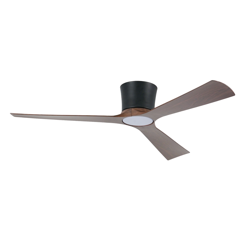 ZEVENTI - LED Stmívatelný stropní ventilátor AUREX LED/24W/230V 3000/4000/6000K Wi-Fi Tuya černá/ořech + dálkové ovládání