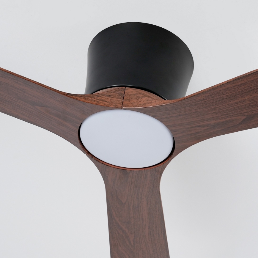 ZEVENTI - LED Stmívatelný stropní ventilátor AUREX LED/24W/230V 3000/4000/6000K Wi-Fi Tuya černá/ořech + dálkové ovládání