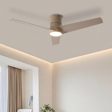 ZEVENTI - LED Stropní ventilátor BARROSA LED/18W/230V 3000/4000/6000K Wi-Fi Tuya béžová + dálkové ovládání
