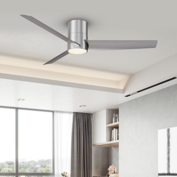 ZEVENTI - LED Stropní ventilátor BARROSA LED/18W/230V 3000/4000/6000K Wi-Fi Tuya matný chrom + dálkové ovládání