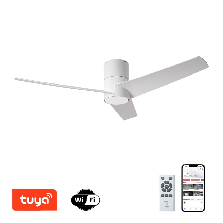 ZEVENTI - LED Stropní ventilátor BARROSA LED/18W/230V 3000/4000/6000K Wi-Fi Tuya bílá + dálkové ovládání