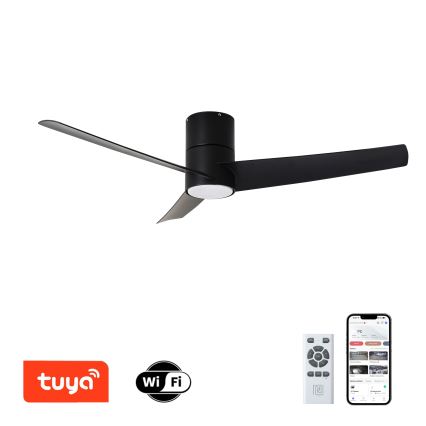 ZEVENTI - LED Stropní ventilátor BARROSA LED/18W/230V 3000/4000/6000K Wi-Fi Tuya černá + dálkové ovládání