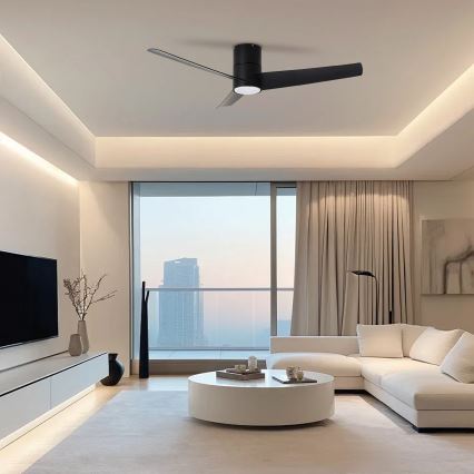 ZEVENTI - LED Stropní ventilátor BARROSA LED/18W/230V 3000/4000/6000K Wi-Fi Tuya černá + dálkové ovládání
