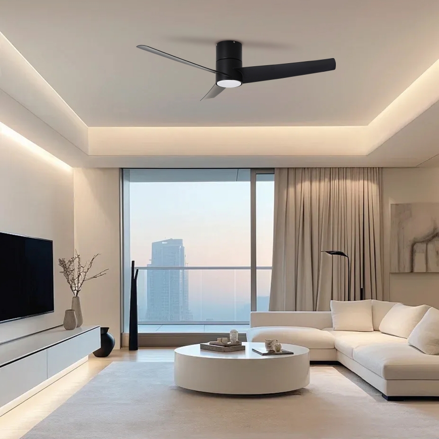 ZEVENTI - LED Stropní ventilátor BARROSA LED/18W/230V 3000/4000/6000K Wi-Fi Tuya černá + dálkové ovládání