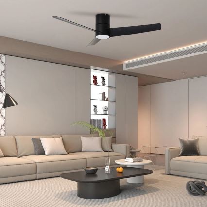 ZEVENTI - LED Stropní ventilátor BARROSA LED/18W/230V 3000/4000/6000K Wi-Fi Tuya černá + dálkové ovládání