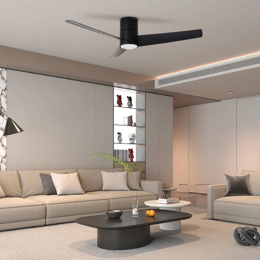 ZEVENTI - LED Stropní ventilátor BARROSA LED/18W/230V 3000/4000/6000K Wi-Fi Tuya černá + dálkové ovládání