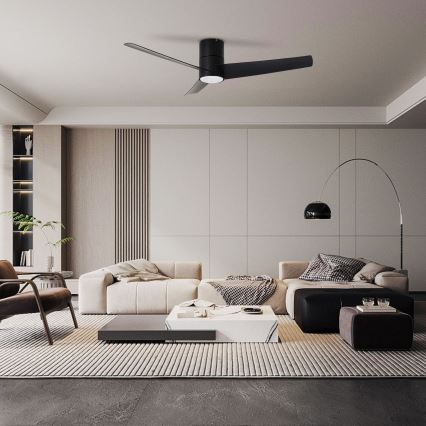 ZEVENTI - LED Stropní ventilátor BARROSA LED/18W/230V 3000/4000/6000K Wi-Fi Tuya černá + dálkové ovládání
