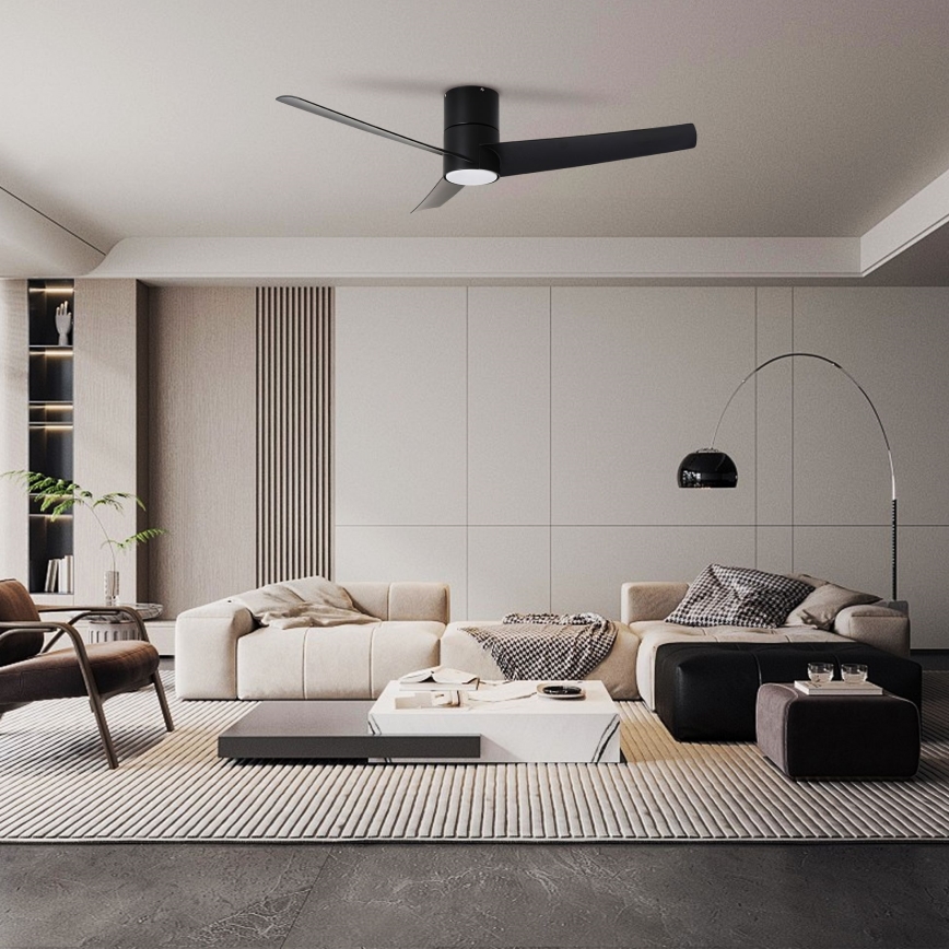 ZEVENTI - LED Stropní ventilátor BARROSA LED/18W/230V 3000/4000/6000K Wi-Fi Tuya černá + dálkové ovládání