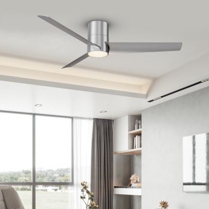 ZEVENTI - LED Stropní ventilátor BARROSA LED/18W/230V 3000/4000/6000K Wi-Fi Tuya matný chrom + dálkové ovládání