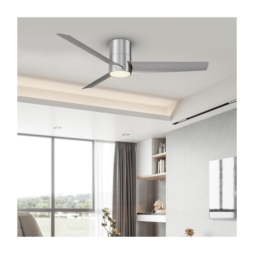 ZEVENTI - LED Stropní ventilátor BARROSA LED/18W/230V 3000/4000/6000K Wi-Fi Tuya matný chrom + dálkové ovládání