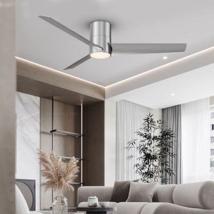 ZEVENTI - LED Stropní ventilátor BARROSA LED/18W/230V 3000/4000/6000K Wi-Fi Tuya matný chrom + dálkové ovládání