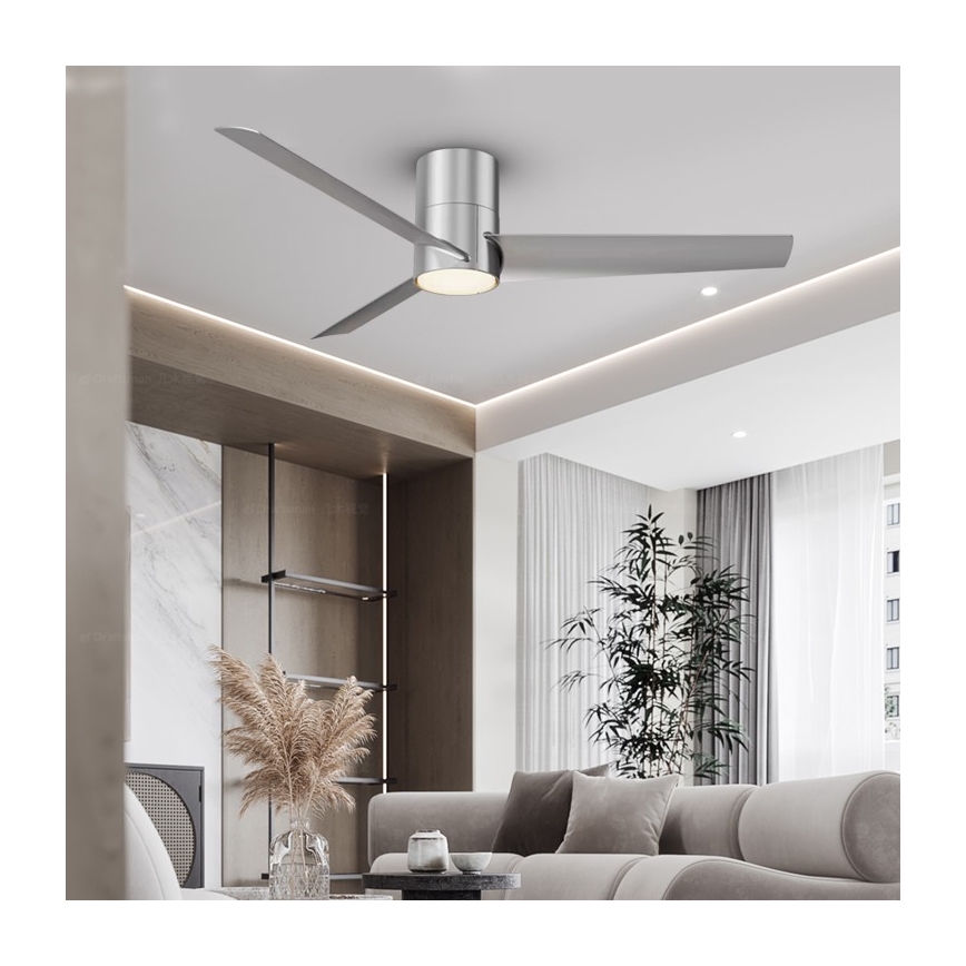 ZEVENTI - LED Stropní ventilátor BARROSA LED/18W/230V 3000/4000/6000K Wi-Fi Tuya matný chrom + dálkové ovládání
