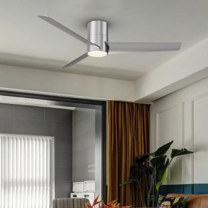 ZEVENTI - LED Stropní ventilátor BARROSA LED/18W/230V 3000/4000/6000K Wi-Fi Tuya matný chrom + dálkové ovládání