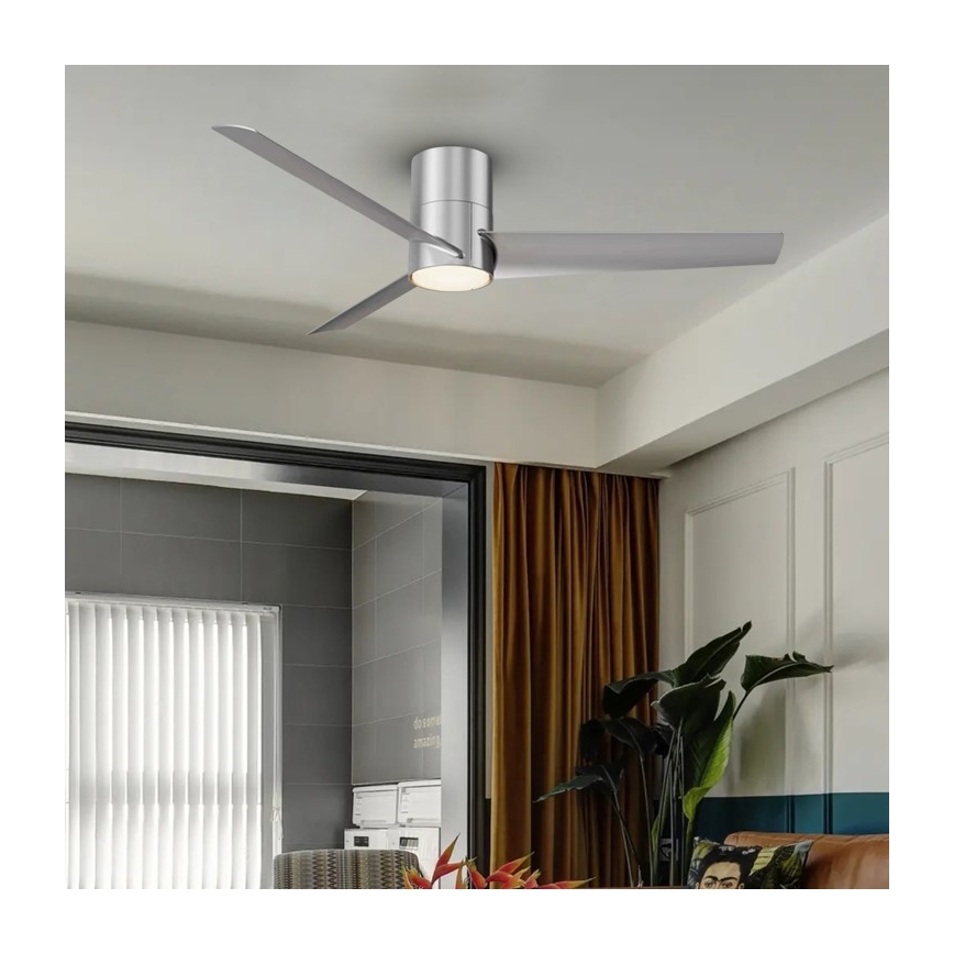 ZEVENTI - LED Stropní ventilátor BARROSA LED/18W/230V 3000/4000/6000K Wi-Fi Tuya matný chrom + dálkové ovládání