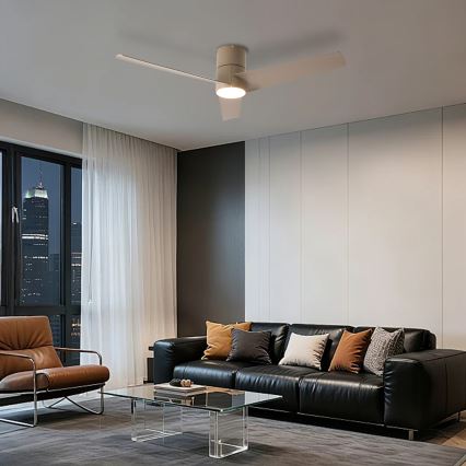 ZEVENTI - LED Stropní ventilátor BARROSA LED/18W/230V 3000/4000/6000K Wi-Fi Tuya béžová + dálkové ovládání