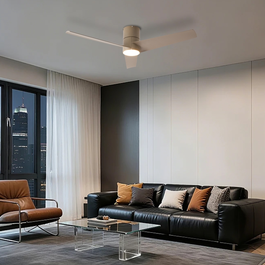 ZEVENTI - LED Stropní ventilátor BARROSA LED/18W/230V 3000/4000/6000K Wi-Fi Tuya béžová + dálkové ovládání