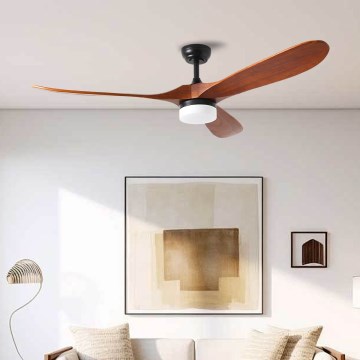 ZEVENTI - LED Stropní ventilátor GINOSA LED/18W/230V 3000/4000/6000K Wi-Fi Tuya černá/dub + dálkové ovládání