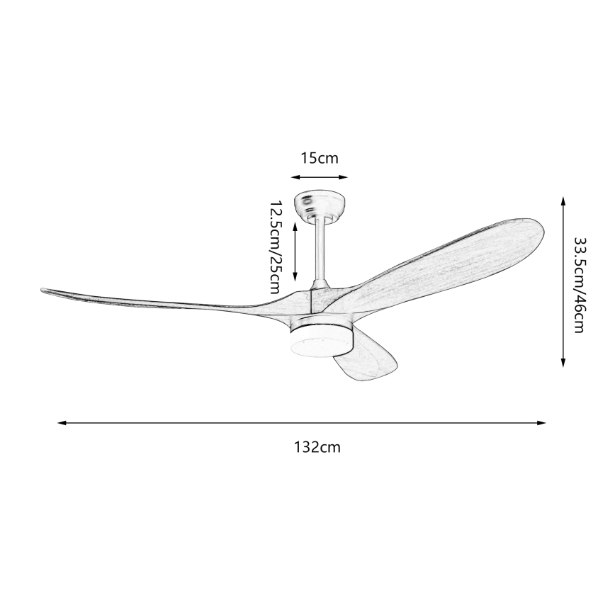 ZEVENTI - LED Stropní ventilátor GINOSA LED/18W/230V 3000-6000K Wi-Fi Tuya černá/dub + dálkové ovládání
