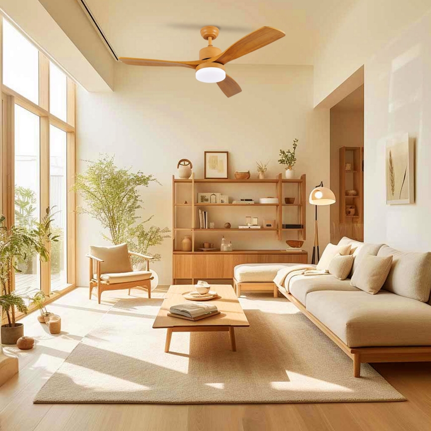 ZEVENTI - LED Stropní ventilátor MARE LED/24W/230V 3000-6000K Wi-Fi Tuya dub + dálkové ovládání