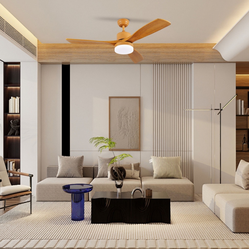 ZEVENTI - LED Stropní ventilátor MARE LED/24W/230V 3000-6000K Wi-Fi Tuya dub + dálkové ovládání