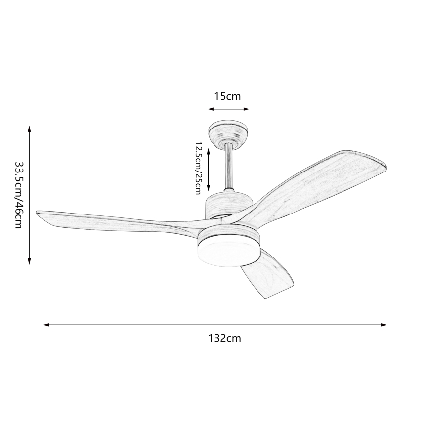 ZEVENTI - LED Stropní ventilátor MARE LED/24W/230V 3000-6000K Wi-Fi Tuya dub + dálkové ovládání