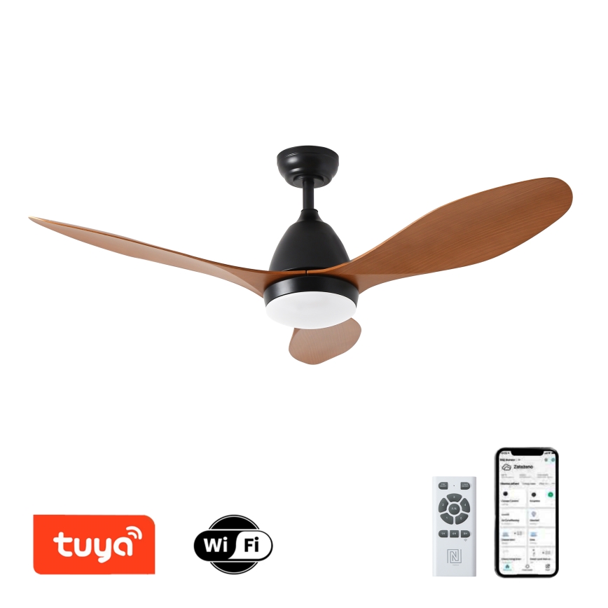 ZEVENTI - LED Stmívatelný stropní ventilátor MURO LED/18W/230V 3000-6000K Wi-Fi Tuya černá + dálkové ovládání