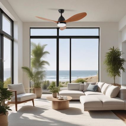 ZEVENTI - LED Stmívatelný stropní ventilátor MURO LED/18W/230V 3000-6000K Wi-Fi Tuya černá + dálkové ovládání