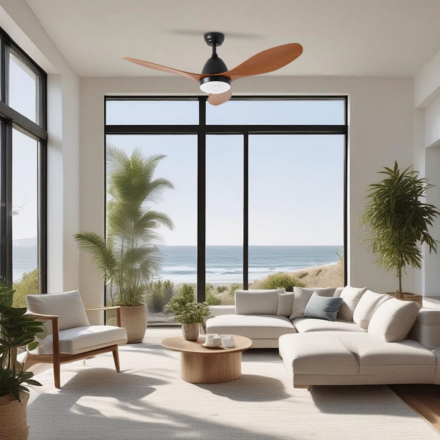 ZEVENTI - LED Stmívatelný stropní ventilátor MURO LED/18W/230V 3000-6000K Wi-Fi Tuya černá + dálkové ovládání
