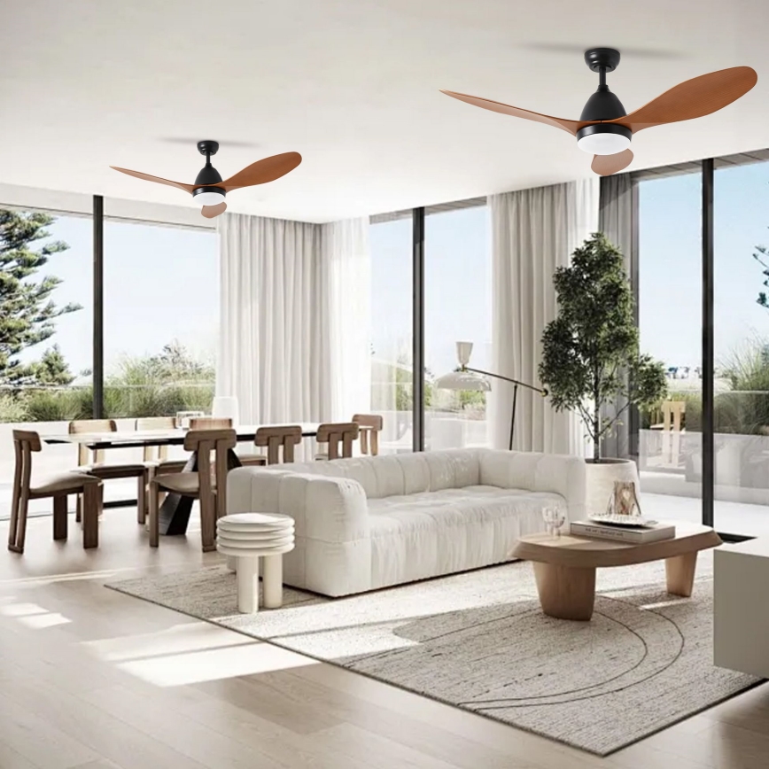 ZEVENTI - LED Stmívatelný stropní ventilátor MURO LED/18W/230V 3000-6000K Wi-Fi Tuya černá + dálkové ovládání
