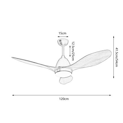ZEVENTI - LED Stmívatelný stropní ventilátor MURO LED/18W/230V 3000-6000K Wi-Fi Tuya černá + dálkové ovládání