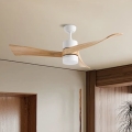 ZEVENTI - LED Stropní ventilátor NATURITO LED/18W/230V 3000/4000/6000K Wi-Fi Tuya bílá/dub + dálkové ovládání