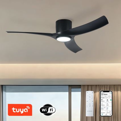 ZEVENTI - LED Stmívatelný stropní ventilátor ORBITO LED/24W/230V 3000/4000/6000K Wi-Fi Tuya černá + dálkové ovládání