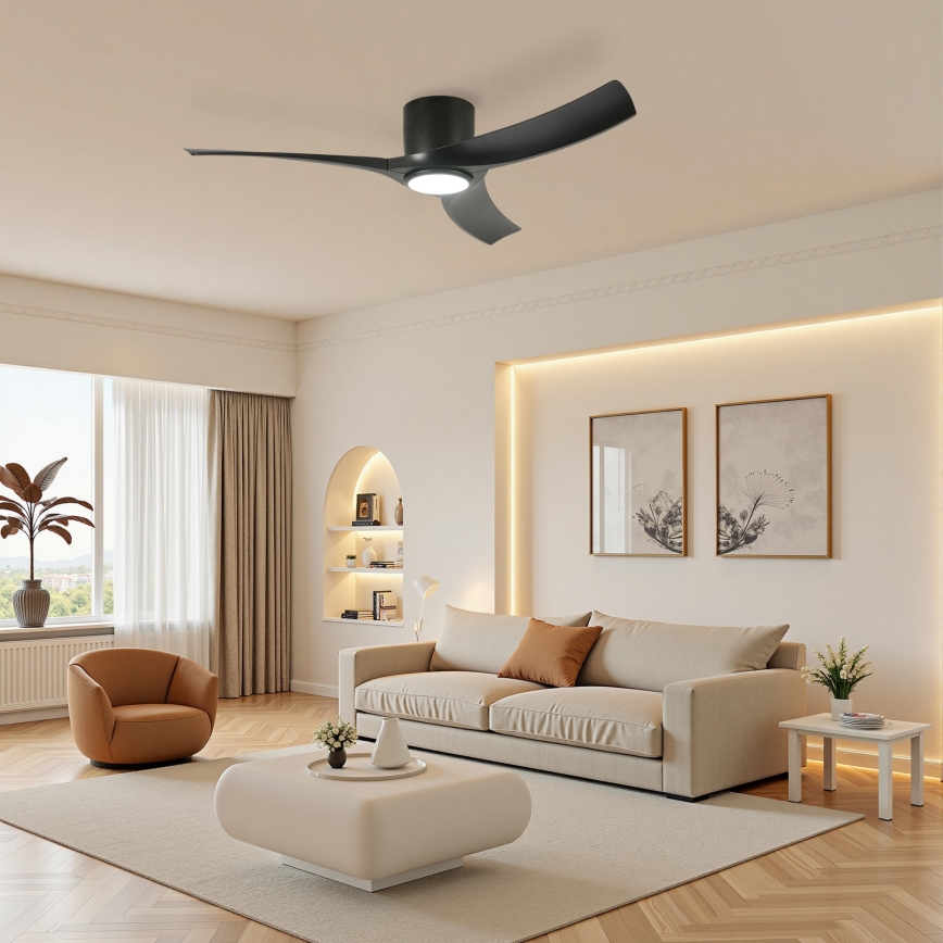 ZEVENTI - LED Stmívatelný stropní ventilátor ORBITO LED/24W/230V 3000/4000/6000K Wi-Fi Tuya černá + dálkové ovládání