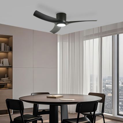 ZEVENTI - LED Stmívatelný stropní ventilátor ORBITO LED/24W/230V 3000/4000/6000K Wi-Fi Tuya černá + dálkové ovládání