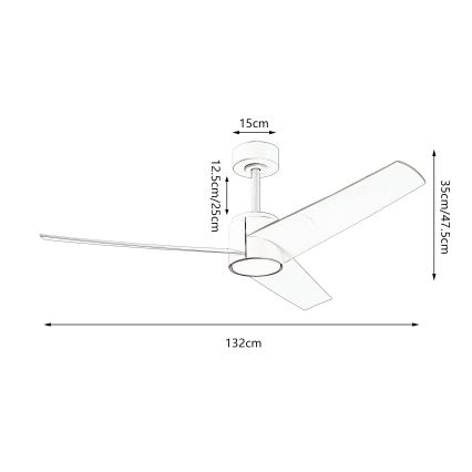 ZEVENTI - LED Stropní ventilátor ORVIETO LED/18W/230V 3000-6000K Wi-Fi Tuya bílá + dálkové ovládání