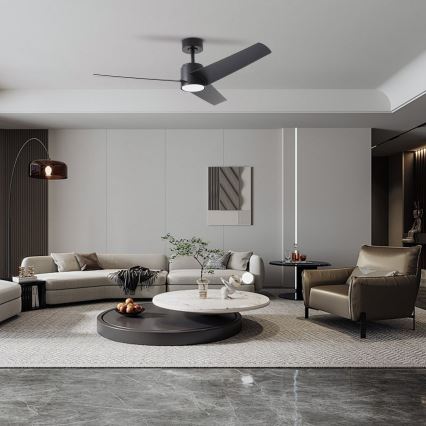 ZEVENTI - LED Stmívatelný stropní ventilátor ORVIETO LED/18W/230V 3000-6000K Wi-Fi Tuya černá + dálkové ovládání