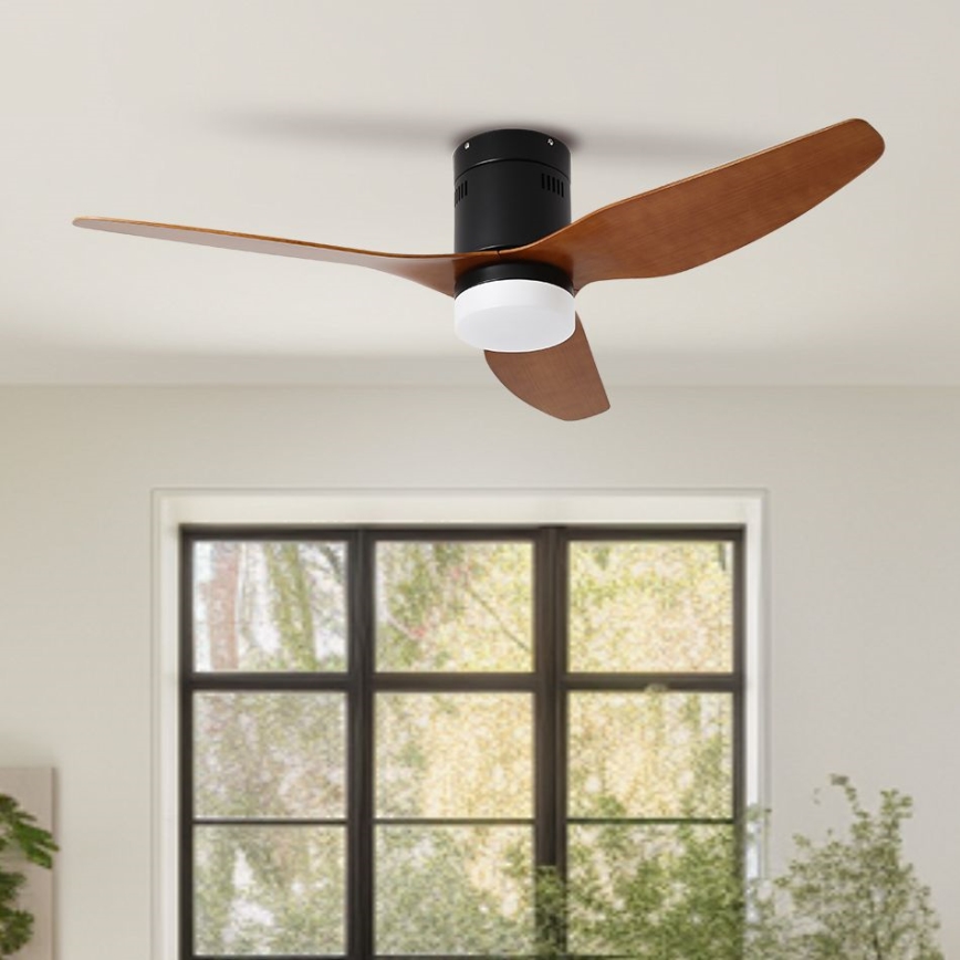 ZEVENTI - LED Stropní ventilátor PADUA LED/18W/230V 3000/4000/6000K Wi-Fi Tuya černá/hnědá + dálkové ovládání