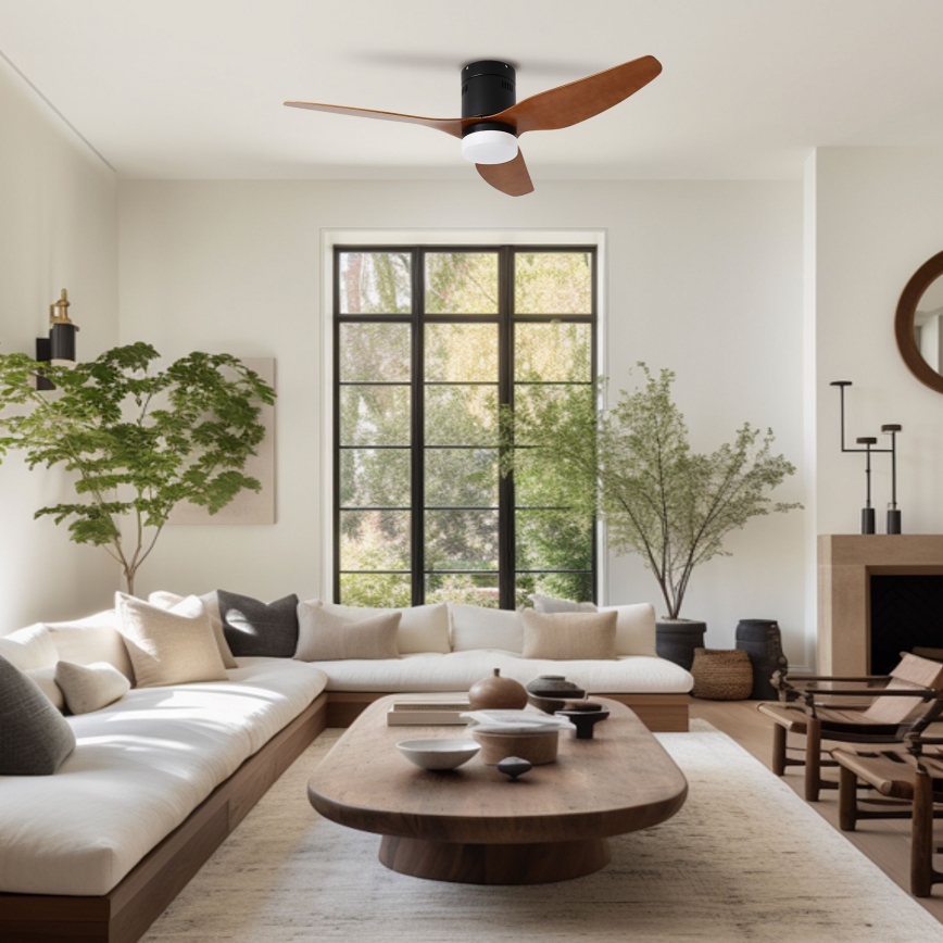 ZEVENTI - LED Stropní ventilátor PADUA LED/18W/230V 3000-6000K Wi-Fi Tuya černá/hnědá + dálkové ovládání