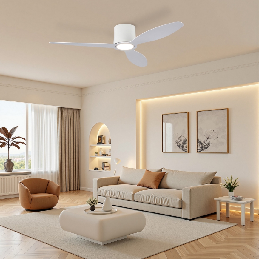 ZEVENTI - LED Stmívatelný stropní ventilátor VENTORA LED/24W/230V 3000/4000/6000K Wi-Fi Tuya bílá + dálkové ovládání
