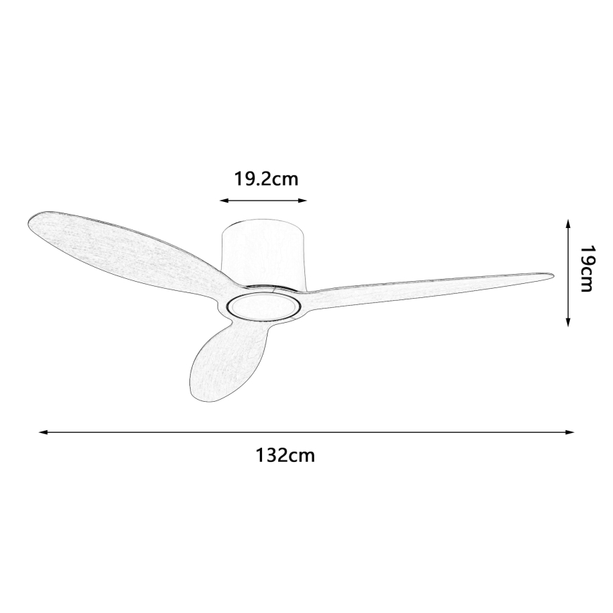 ZEVENTI - LED Stmívatelný stropní ventilátor VENTORA LED/24W/230V 3000/4000/6000K Wi-Fi Tuya bílá + dálkové ovládání