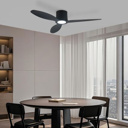 ZEVENTI - LED Stmívatelný stropní ventilátor VENTORA LED/24W/230V 3000/4000/6000K Wi-Fi Tuya černá + dálkové ovládání