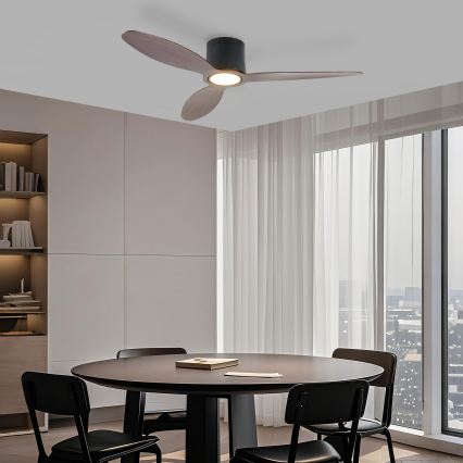 ZEVENTI - LED Stmívatelný stropní ventilátor VENTORA LED/24W/230V 3000/4000/6000K Wi-Fi Tuya černá/ořech + dálkové ovládání
