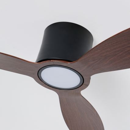 ZEVENTI - LED Stmívatelný stropní ventilátor VENTORA LED/24W/230V 3000/4000/6000K Wi-Fi Tuya černá/ořech + dálkové ovládání
