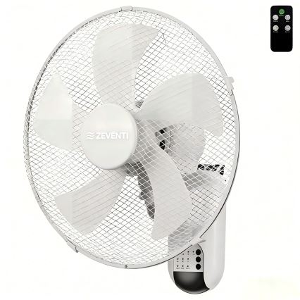 ZEVENTI - Nástěnný ventilátor FANNY 45W/230V pr. 41 cm bílá + dálkové ovládání
